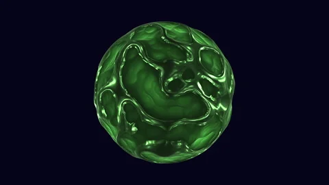 Abstract green organic cell structure rotating on dark background scientific Stock Footage 334139997