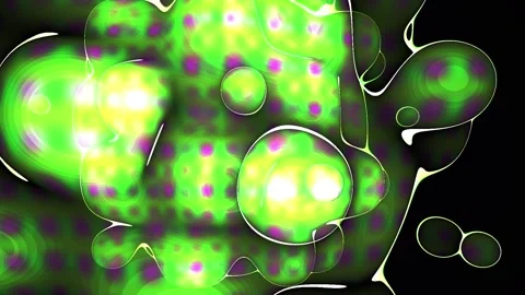 Abstract Green Organic Forms with Purple Dots and Black Background. Stock Footage 334490076