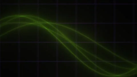 Abstract Green Oscilloscope Waveform Animation on Dark Grid Background. Stock Footage 340519286
