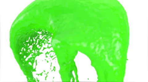 Abstract green paint splash passing screen, isolated on white (FULL HD) Video stock 47405275
