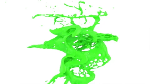 Abstract green paint splash in slow motion, isolated on white (FULL HD) Stock Footage 51543971