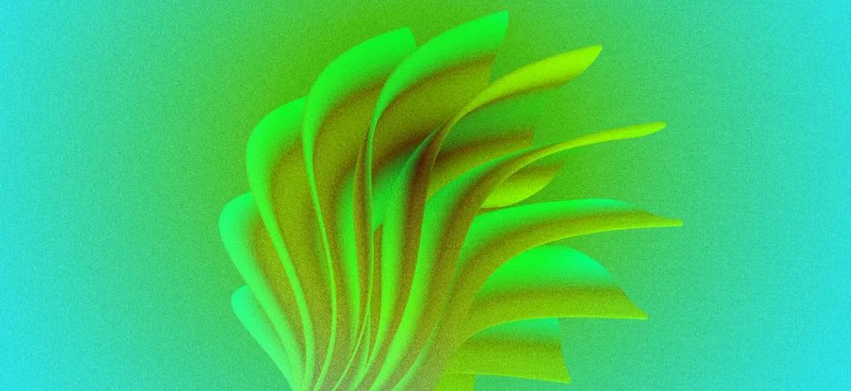 Abstract green palm leaf pattern with bright colorful circle shapes in a mo.. Stock Illustration
