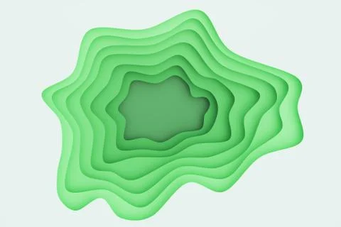 Abstract green paper cut background, paper cut template. 3D paper relief effect Stock Illustration