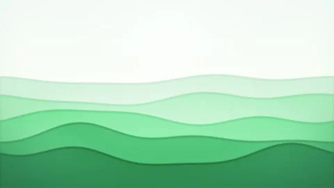 Abstract Green Paper Cut Wavy Motion, Flat Layered Flowing Waves Animation Stock Footage 340475552