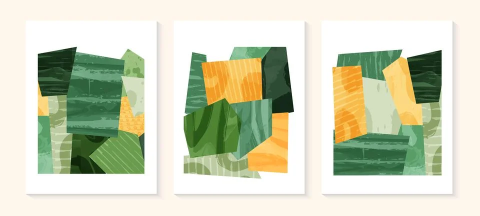 Abstract green paper shape for collage or pattern. Eco garden, field, nature Stock Illustration
