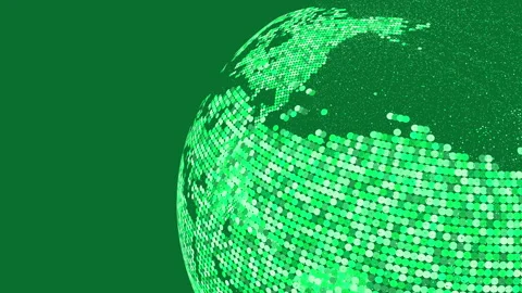 Abstract Green Particle Mesh Sphere Loop for ESG Technology Stock Footage 331326255