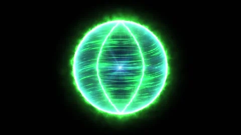 Abstract green particle sphere. The magic ball burns with flame 動画素材 250263538