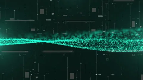 Abstract Green Particle Wave Digital Data Flow Transferring Technology Concept Stock Footage 174675248