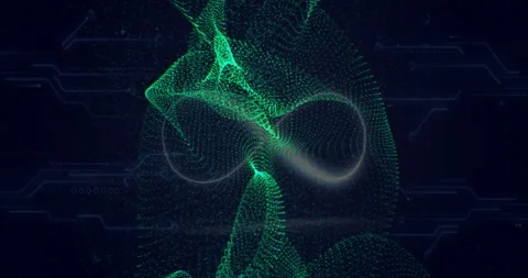 Abstract green particle waves forming complex shapes, digital data animation Stock Footage 306509426