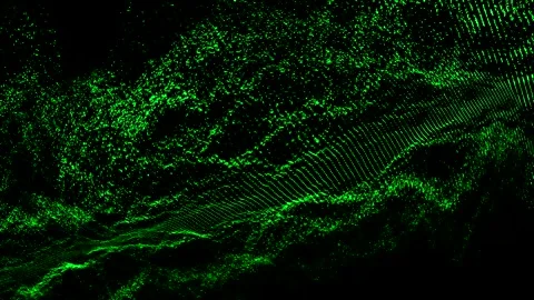 Abstract Green Particles on Black Background Stock Footage 289130042