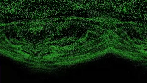 Abstract Green Particles on Black Background Stock Footage 289132788