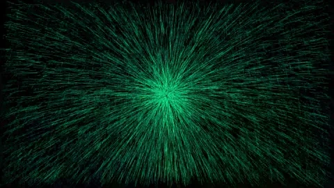 Abstract green particles fast streaming effect Stock Footage 323345442