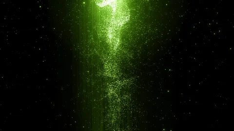 Abstract green particles flowing in dark space moving upwards loopable Stock Footage 327594151