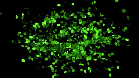 Abstract green particles with glare explode on black background. Stock Footage 312277401