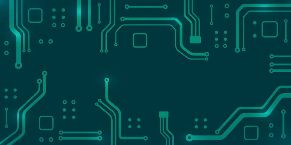 Abstract Green PCB Circuit Board Background with Central Space Stock Illustration