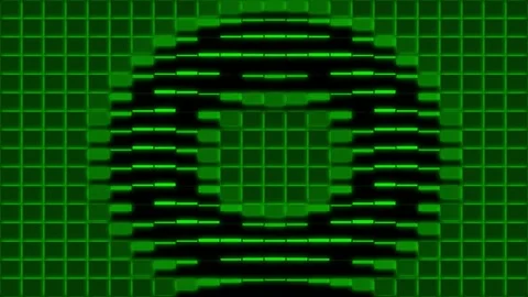 Abstract green pixel blocks forming circular wave patterns in dynamic digit.. 動画素材 343658793