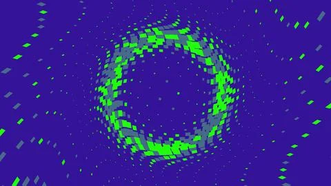Abstract green pixel circle pattern on dark blue background イラスト素材