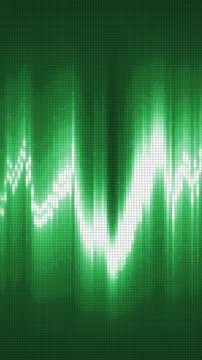Abstract green pixelated wave display with bright digital light pulse and smo Ilustración de archivo