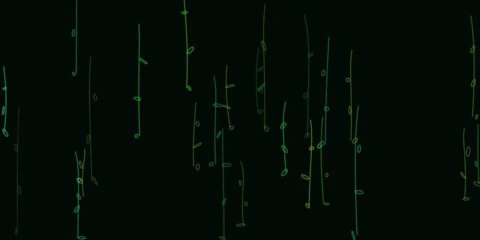 Abstract green plant vines pattern on black background Stock Illustration