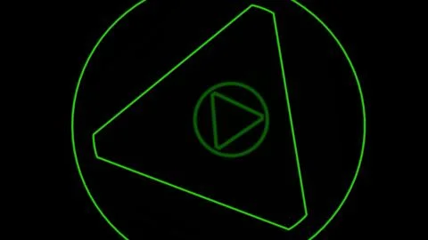 Abstract Green Play Button Design on Black Background Ilustração Stock