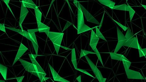 Abstract green plexus connected triangle line moving technology futuristic .. Illustrazione stock