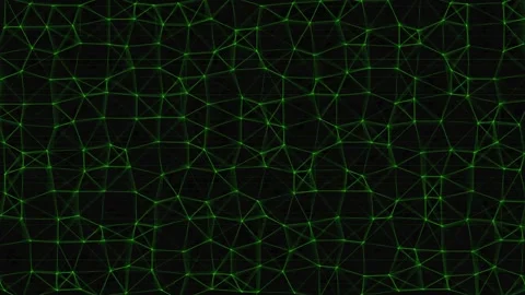 Abstract green plexus grid animation with glowing nodes on dark backdrop fo.. Video stock 342431524