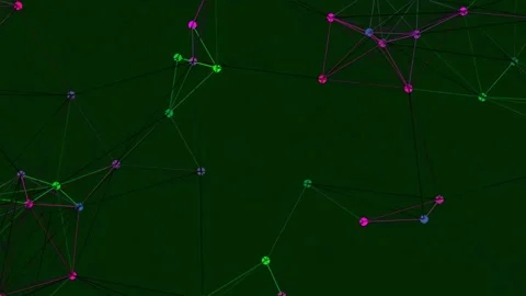 Abstract green plexus network connecting points on black background Stock Footage 341058928