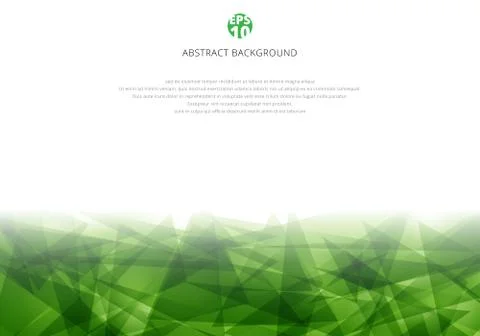 Abstract green polygonal overlapping on white background with copy space. Geo Stock Illustration