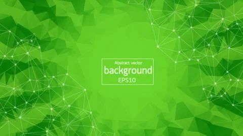 Abstract Green Polygonal Space Background with Connecting Dots and Lines. Geo Stock Illustration