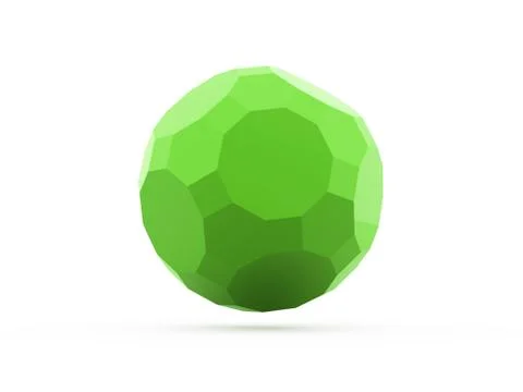 Abstract green polygonal sphere rendered isolated on white background Stock Illustration