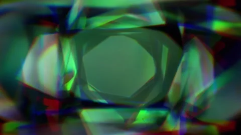 Abstract Green Prism Tunnel Background With Faceted Glass Light Video stock 332297938