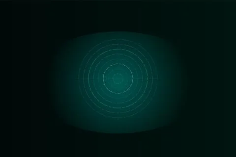 Abstract green radar screen with concentric circles on dark background for .. 스톡 일러스트