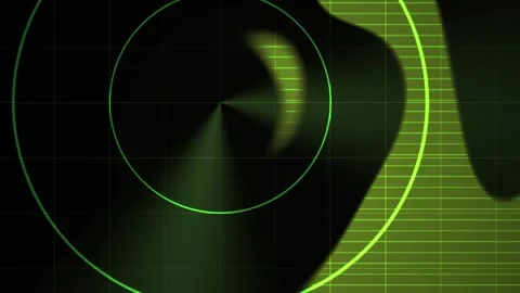 Abstract Green Radar Screen Displaying Unknown Objects and Data. Stock Footage 334490204