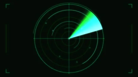 Abstract green radar screen loop with circular grid and scanning beam, tech.. Stock Footage 345627140
