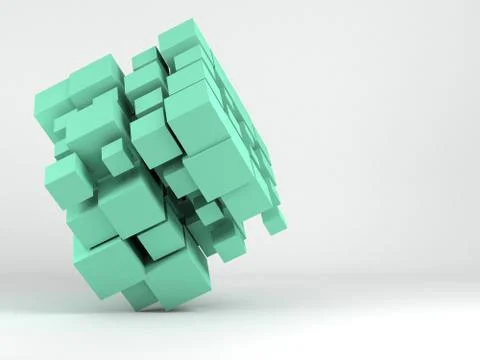Abstract green random sized cubes array 3 d 스톡 일러스트