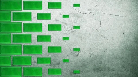 Abstract green rectangles building a wall on grey background, motion design Vídeos de archivo 125838951