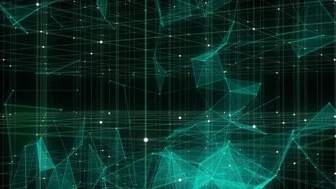 Abstract green sci-fi cube with particle and line. Wireframe cube Stock-Footage 280342255