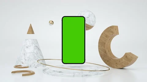 Abstract Green Screen Smartphone Use for Chroma Key Mockup Smart 3d Device Frame 免费库存影片 132773403