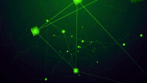 Abstract green security network connection nodes moving in dark space Stock Footage 342905165