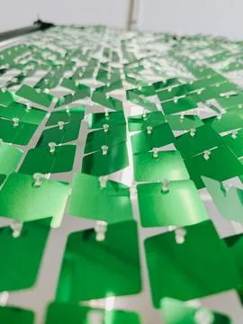 Abstract Green Sequin Texture Background with Selective Focus 스톡 사진