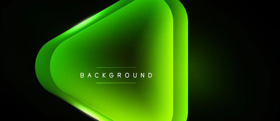 Abstract green shape dominates black background. Gradient effect creates dept Stock Illustration