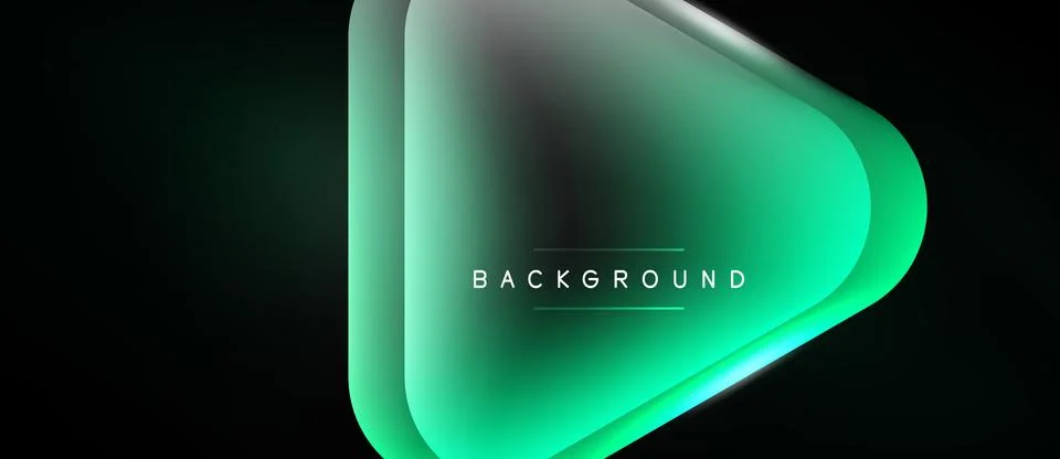 Abstract green shape dominates dark background. Gradient effect creates depth Illustrazione stock