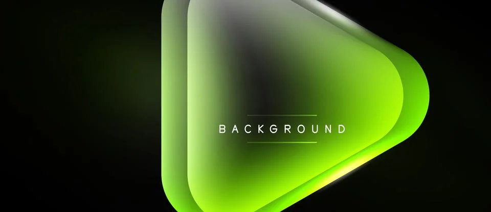 Abstract green shape over black background. Gradient effect creates depth, Illustrazione stock