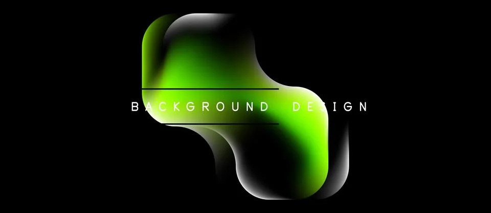 Abstract green shape over black background. Modern design element, fluid form Ilustración de archivo