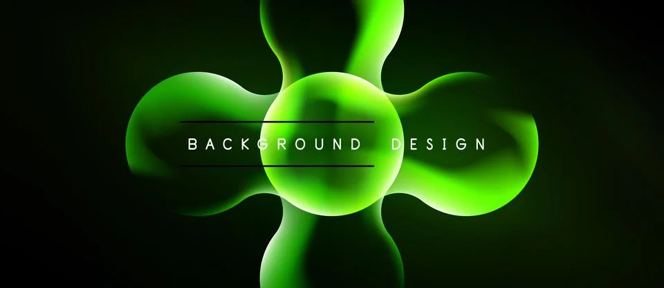 Abstract green shapes form dynamic composition. Dark background emphasizes Stock Illustration