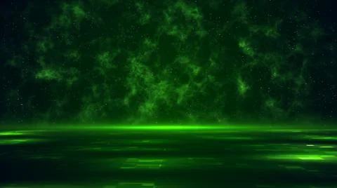 Abstract Green Shine Tech Digital Floor With Glitter Dust And Fractal Cloudy  Illustrazione stock