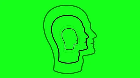 Abstract Green Silhouette Animation of Human Profile with Inner Head and Fe.. Stock Footage 339713401