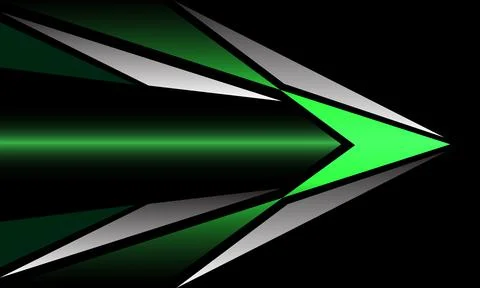 Abstract green silver metallic triangle arrow direction geometric design mode Stock Illustration