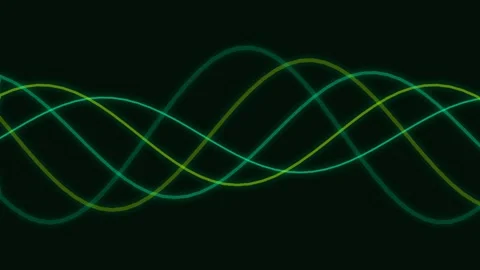 Abstract green sine waves oscillating against a deep black background Stock Footage 335117981