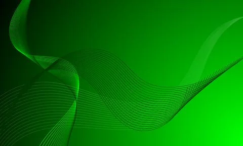 Abstract green smooth lines wave curves with soft graidient shine light bac.. Illustrazione stock